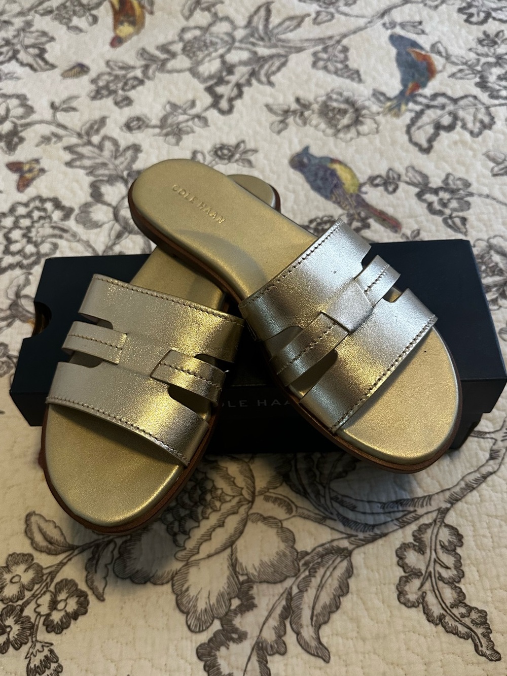 Cole Haan Metallic Gold Slide Mule Sandals